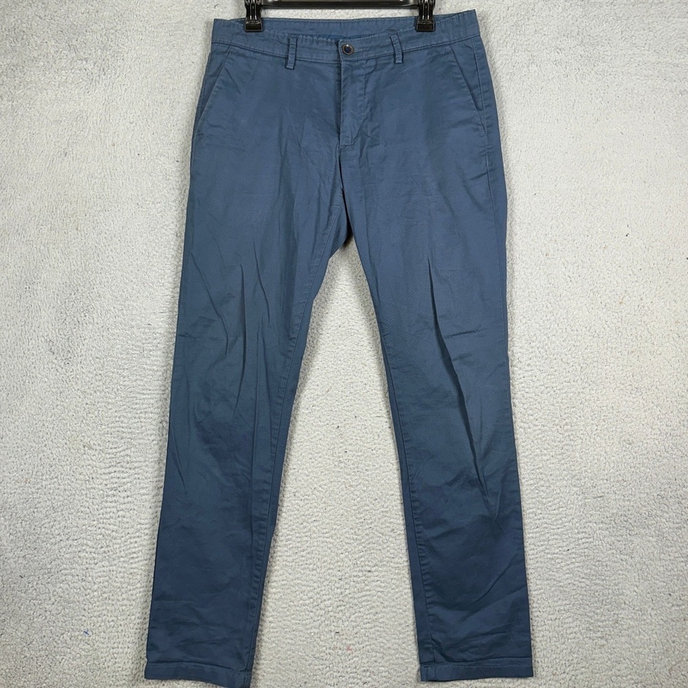 Peter England Pants Mens 34 Navy Blue Riser Casual Khakis Super Slim Stretch
